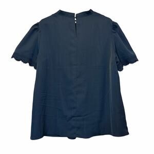 BTFBM Romantic Black Blouse with Ruffled High Neck & Lace Sleeve Size XXL NWT